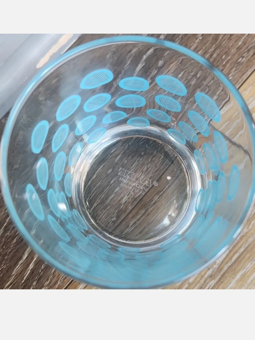 IKEA Kremla Blue Dot Clear Glass Juice Cup